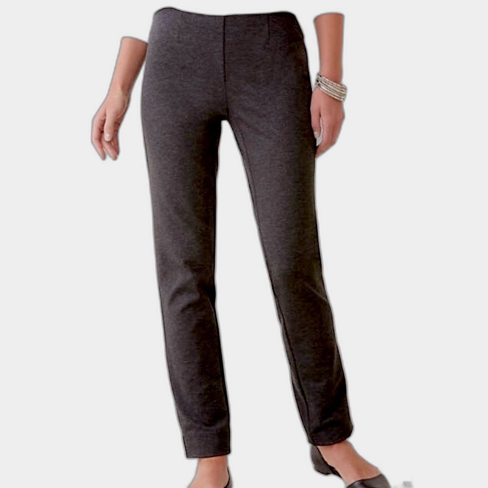 J. JILL Heritage Ponte Slim Leg Pants M Medium Charcoal Back Seam Stretch Travel